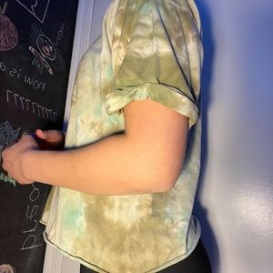 Green Tie Dye Oversized Crop Top